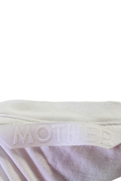 Mother Womens Cotton Short Sleeve Crewneck T shirt White Size XS