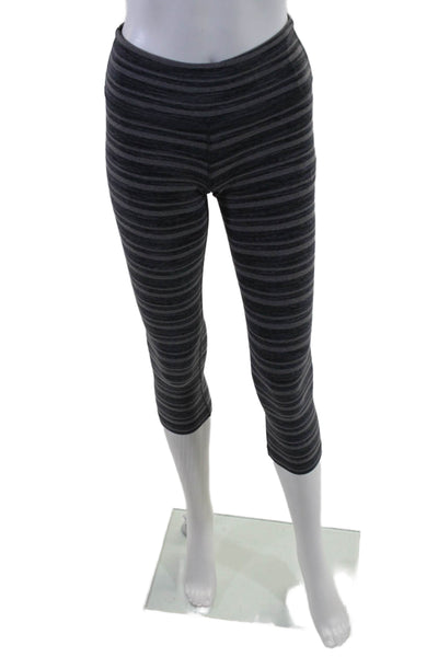 Lululemon Womens Striped High Waisted Athletic Casual Leggings Blue Size S