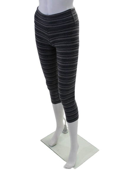 Lululemon Womens Striped High Waisted Athletic Casual Leggings Blue Size S