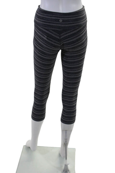 Lululemon Womens Striped High Waisted Athletic Casual Leggings Blue Size S