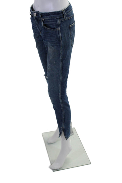 Amo Womens Skinny Leg Distressed Medium Washed Ankle Zipped Jeans Blue Size 26