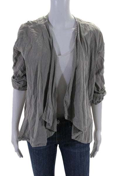 Standard James Perse Womens Cotton Casual Buttoned Sleeve Scrunched Gray Size 3