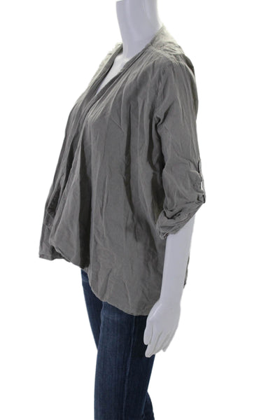 Standard James Perse Womens Cotton Casual Buttoned Sleeve Scrunched Gray Size 3