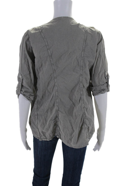 Standard James Perse Womens Cotton Casual Buttoned Sleeve Scrunched Gray Size 3