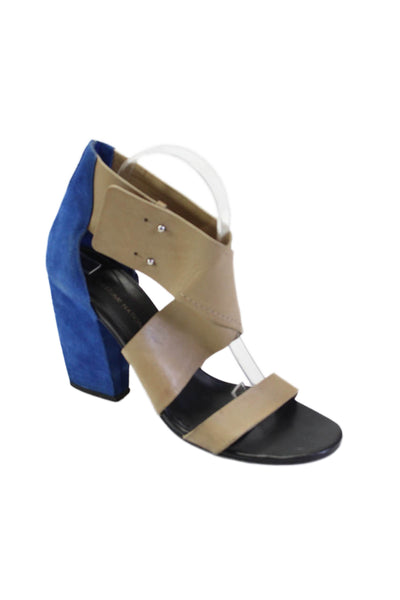 Costume National Womens Suede Double Buckle Chunky Heels Colorblock Size EUR 39