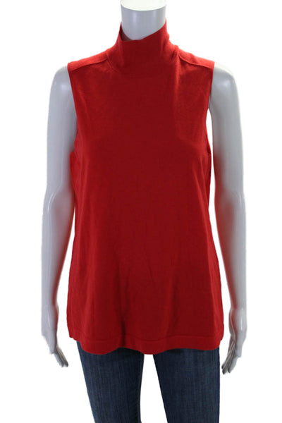 Dorothee Schumacher Womens Sleeveless Mock Neck Wool Blouse Red Size 6