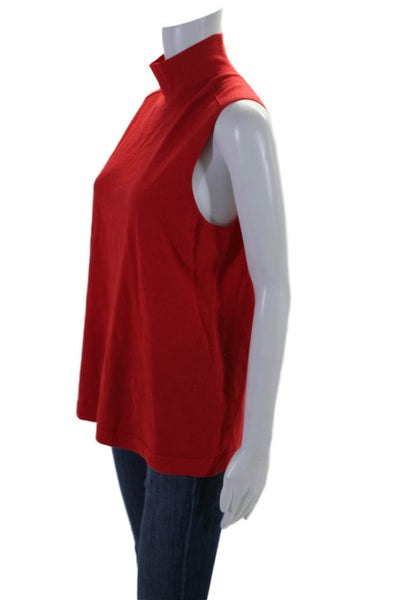 Dorothee Schumacher Womens Sleeveless Mock Neck Wool Blouse Red Size 6