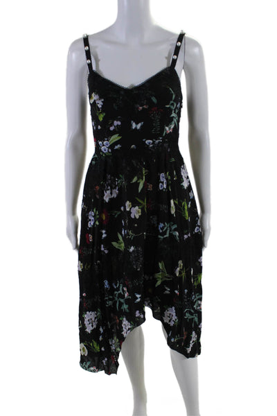 Joie Women's V-Neck Spaghetti Straps Asymmetrical Midi Floral Dress Size 0