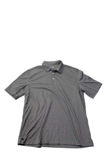 Untuckit Mens Short Sleeve Collared Striped Polo Shirt Gray Black Medium Lot 3