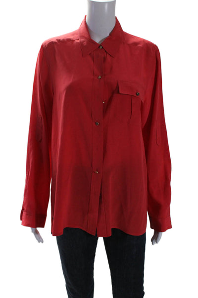 Marc By Marc Jacobs Women's Collared Long Sleeves Button Down Shirt Red Size 6