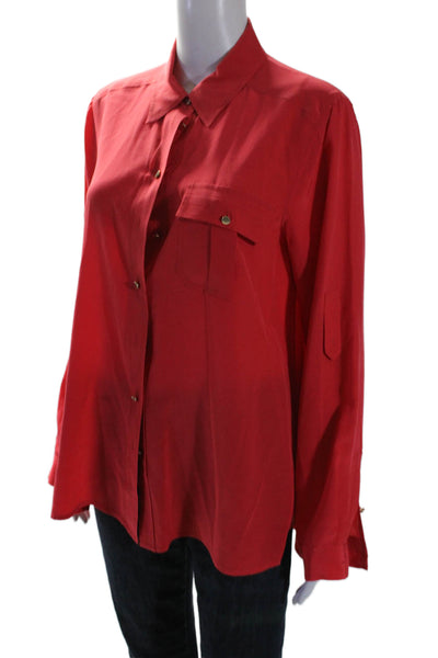 Marc By Marc Jacobs Women's Collared Long Sleeves Button Down Shirt Red Size 6