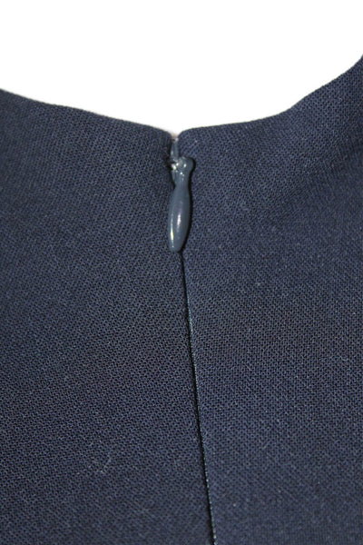 Akris Womens Long Sleeves Turtleneck Front Zipper Dress Navy Blue Wool Size 14