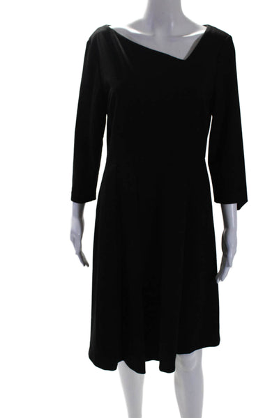 Akris Womens Long Sleeves Turtleneck Front Zipper Dress Navy Blue Wool Size 14