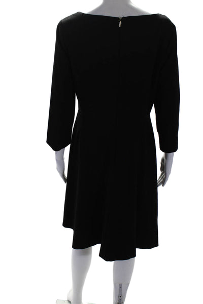 Donna Karan New York Womens Long Sleeves V Neck A Line Dress Black Size 12