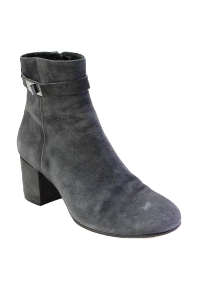 Signature By Vince Camuto Womens Dark Gray Suede Ankle Boots Shoes Size 7M