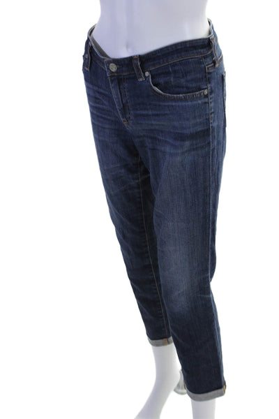 AG Adriano Goldschmied Womens Blue Slit Roll Up Cigarette Leg Jeans Size 29R