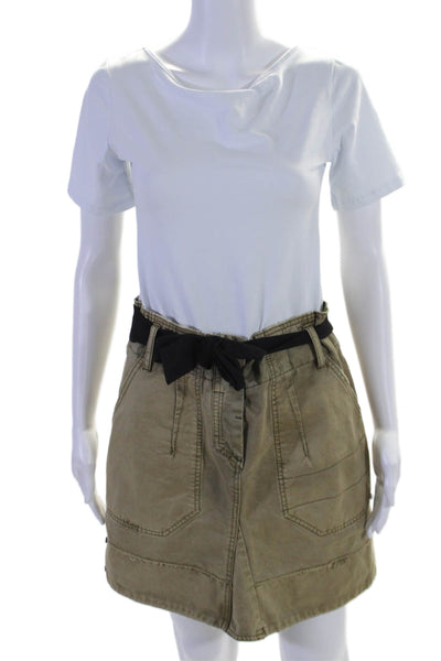 Zadig & Voltaire Womens Cotton Brown Belt Mini A-line Skirt Size 36