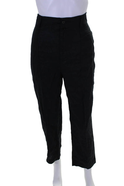 Lauren Ralph Lauren Womens Linen High Rise Slim Leg Pants Black Size 10