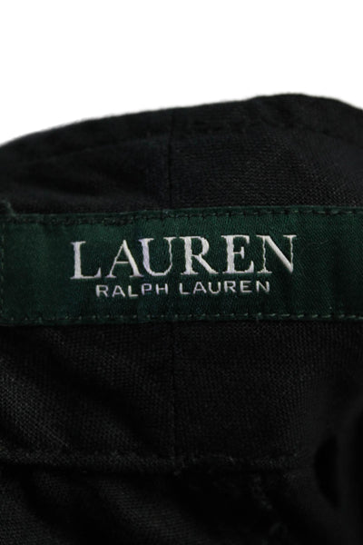 Lauren Ralph Lauren Womens Linen High Rise Slim Leg Pants Black Size 10