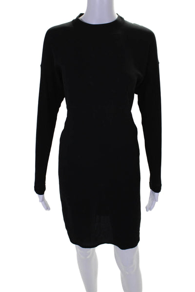 Eileen Fisher Womens Mock Neck Long Sleeve Shift Dress Black Size XS