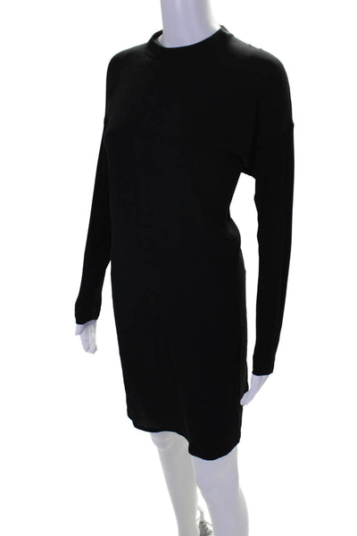 Eileen Fisher Womens Mock Neck Long Sleeve Shift Dress Black Size XS