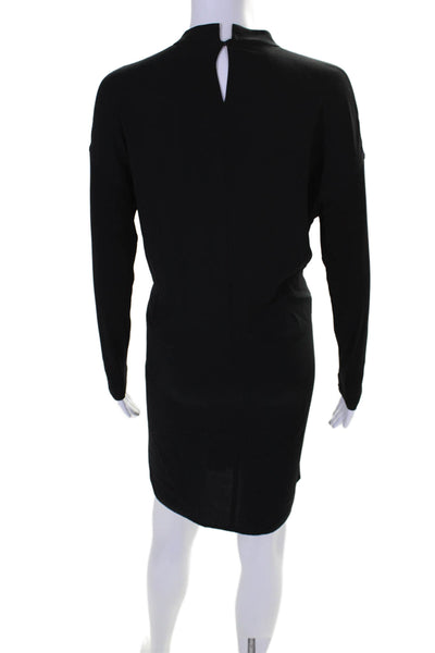 Eileen Fisher Womens Mock Neck Long Sleeve Shift Dress Black Size XS