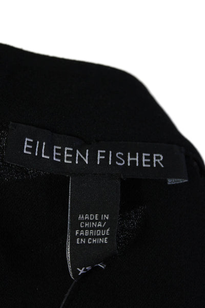 Eileen Fisher Womens Mock Neck Long Sleeve Shift Dress Black Size XS