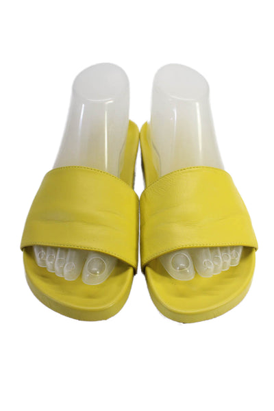 Boden Womens Leather Open Toe Thick Strap Casual Slip On Slides Yellow Size EUR