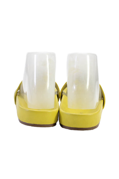 Boden Womens Leather Open Toe Thick Strap Casual Slip On Slides Yellow Size EUR