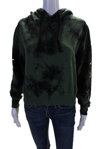 Chrldr Womens Cotton Green Tie Dye Long Sleeve Pullover Hoodie Size XS