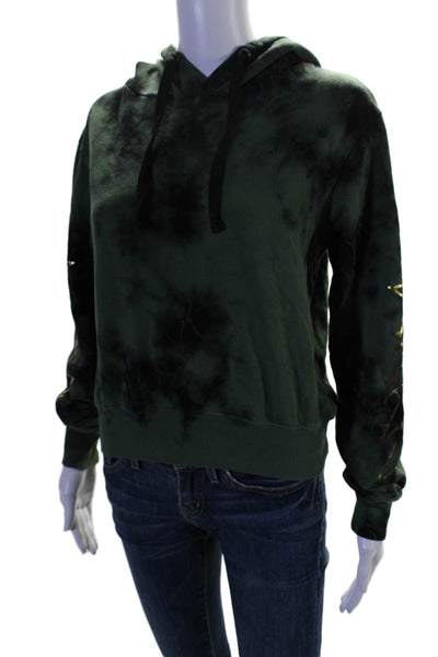 Chrldr Womens Cotton Green Tie Dye Long Sleeve Pullover Hoodie Size XS