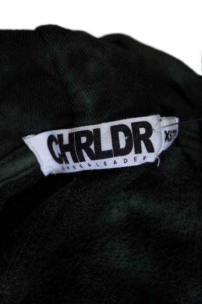 Chrldr Womens Cotton Green Tie Dye Long Sleeve Pullover Hoodie Size XS