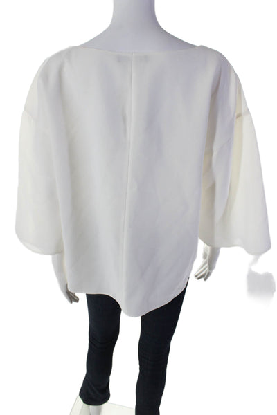 Lafayette 148 New York Womens Winged Elbow Sleeved Side Slit Blouse White Size M