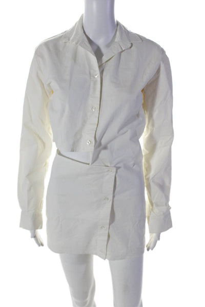 Jacquemus Womens Cotton White Waist Cut Out Long Sleeve Shirt Dress Size 34