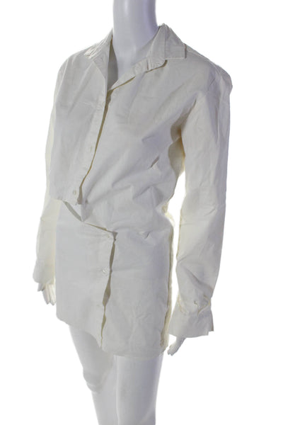 Jacquemus Womens Cotton White Waist Cut Out Long Sleeve Shirt Dress Size 34