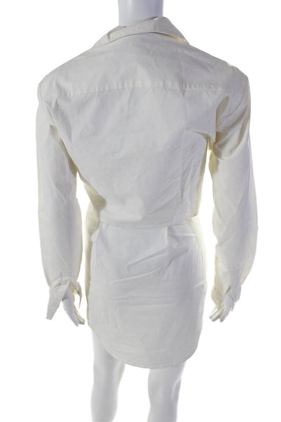 Jacquemus Womens Cotton White Waist Cut Out Long Sleeve Shirt Dress Size 34