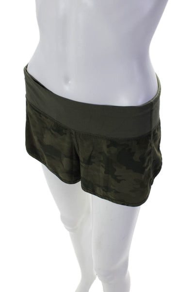 Lululemon Womens Camouflage Print Low Rise Pull On Shorts Green Size 6