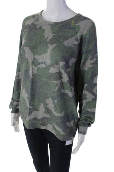 Michael Lauren Womens Camouflage Print Long Sleeves Sweater Green Beige Size Sma