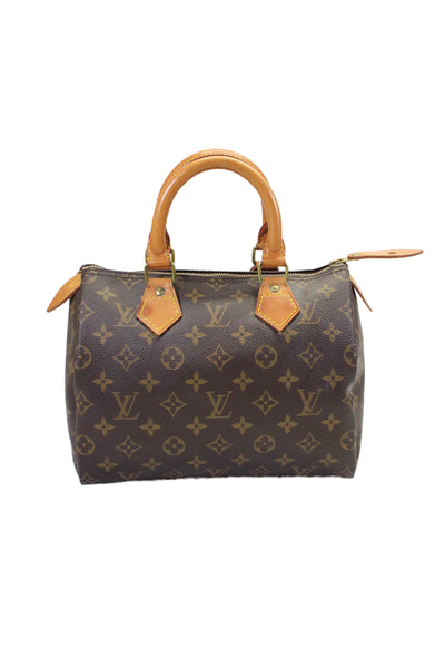 Louis Vuitton Womens Brown Leather Monogram Zip Small Speedy Top Handle Handbag