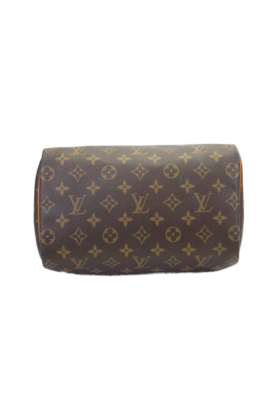 Louis Vuitton Womens Brown Leather Monogram Zip Small Speedy Top Handle Handbag