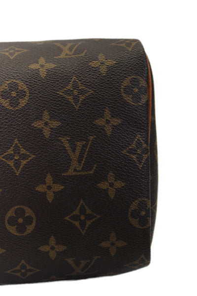 Louis Vuitton Womens Brown Leather Monogram Zip Small Speedy Top Handle Handbag