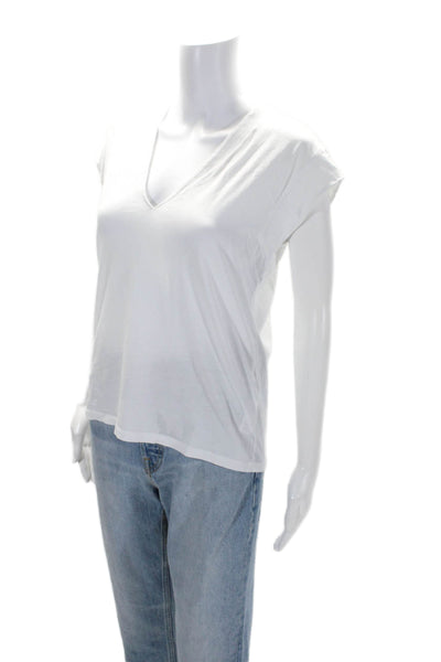 Frame Womens Cotton V-Neck Short Sleeve Pullover Casual T-Shirt White Size XS