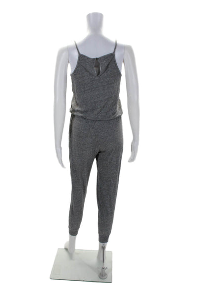 Lanston Womens V-Neck Ruched Drawstring Waist Slip-On Jumpsuit Gray Size XS