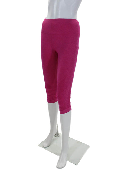 Lululemon Womens Elastic Waist Ruched Cropped Athletic Leggings Pink Size M