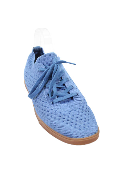 Suavs Womens Knitted Textured Round Toe Lace-Up Tied Sneakers Blue Size 11