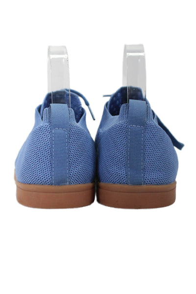 Suavs Womens Knitted Textured Round Toe Lace-Up Tied Sneakers Blue Size 11