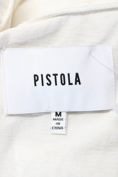 Pistola Womens Cotton White Crew Neck Short Sleeve Asymmetric Tee Top Size M