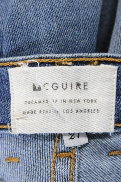 McGuire Womens Blue Medium Wash Mid-Rise Distress Bootcut Jeans Size 27