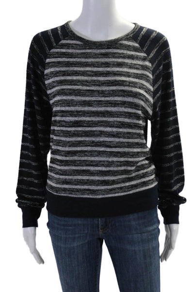 Rag & Bone Women's Round Neck Long Sleeves Pullover Sweater Black Striped Size S