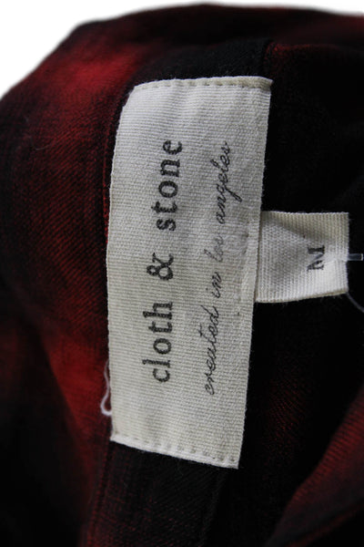 Cloth & Stone Womens Collar Long Sleeve Plaid Button Up Shirt Red Size M